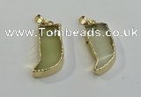 NGP6058 15*40mm - 18*45mm horn lemon quartz pendants