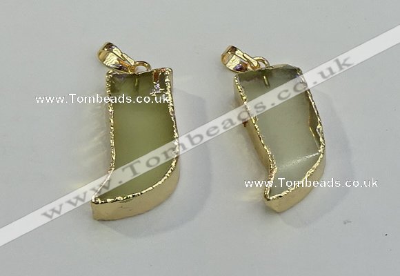 NGP6058 15*40mm - 18*45mm horn lemon quartz pendants