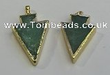 NGP6063 20*40mm - 25*45mm arrowhead green aventurine pendants