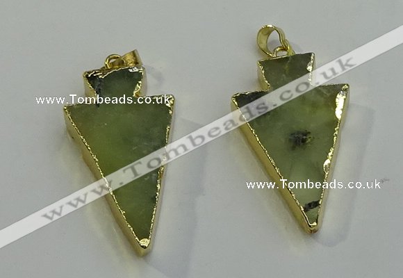 NGP6064 20*40mm - 25*45mm arrowhead green rutilated quartz pendants