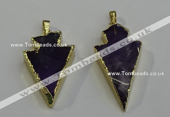 NGP6065 20*40mm - 25*45mm arrowhead amethyst pendants