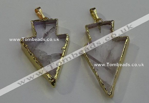 NGP6067 20*40mm - 25*45mm arrowhead white crystal pendants