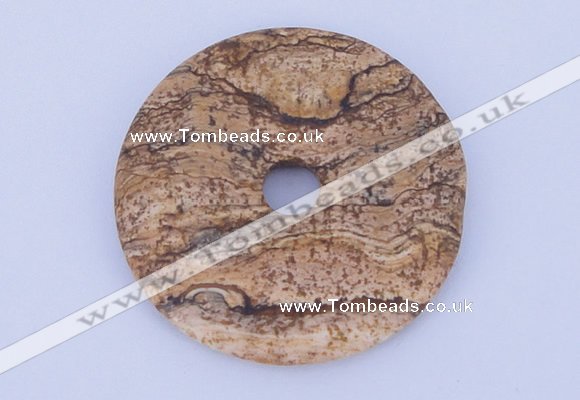 NGP607 5pcs 5*40mm picture jasper gemstone donut pendants wholesale