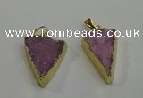 NGP6072 20*25mm - 25*35mm triangle druzy quartz pendants