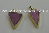 NGP6072 20*25mm - 25*35mm triangle druzy quartz pendants