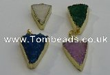 NGP6074 20*25mm - 25*35mm triangle druzy quartz pendants