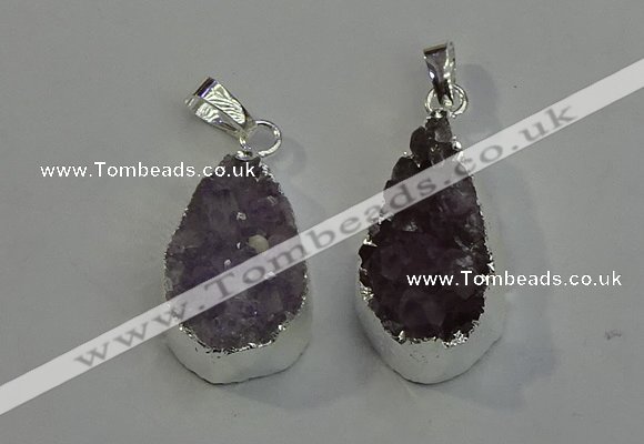 NGP6081 15*25mm – 18*30mm flat teardrop druzy agate pendants