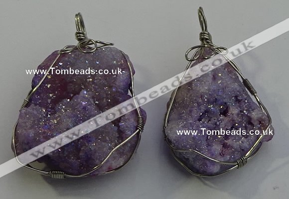 NGP6086 35*40mm – 45*50mm freeform druzy quartz pendants