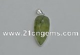 NGP6109 12*35mm - 15*40mm arrowhead green rutilated quartz pendants