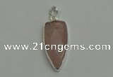 NGP6111 12*35mm - 15*40mm arrowhead rose quartz pendants