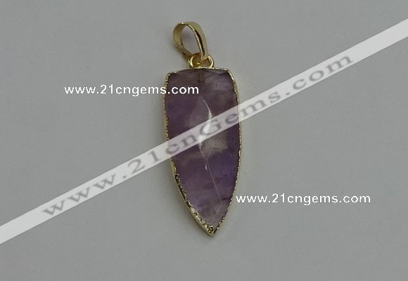 NGP6117 12*35mm - 15*40mm arrowhead amethyst pendants