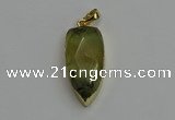 NGP6119 12*35mm - 15*40mm arrowhead green rutilated quartz pendants