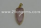 NGP6121 12*35mm - 15*40mm arrowhead rose quartz pendants