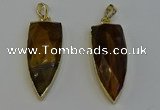 NGP6126 12*35mm - 15*40mm arrowhead yellow tiger eye pendants