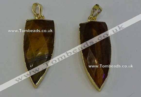 NGP6126 12*35mm - 15*40mm arrowhead yellow tiger eye pendants