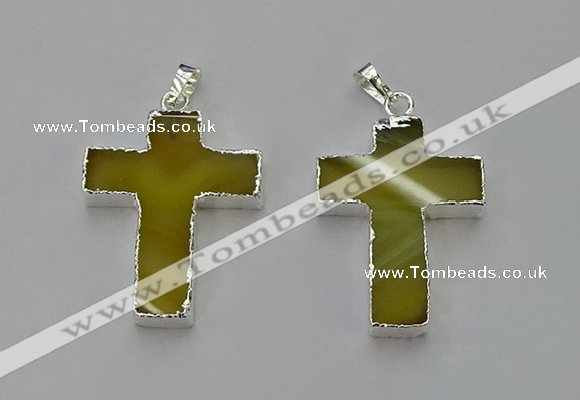 NGP6157 25*40mm - 30*40mm cross agate gemstone pendants