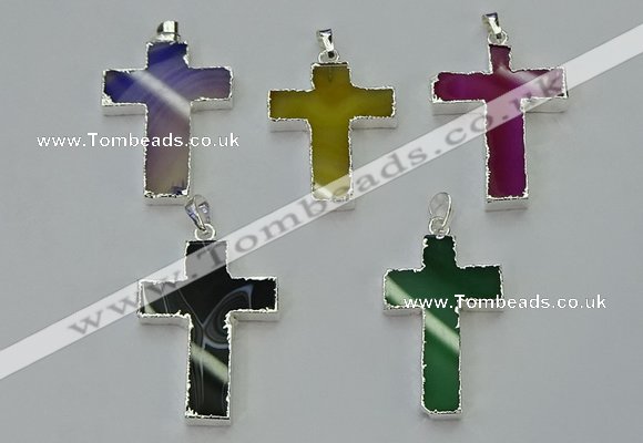 NGP6164 25*40mm - 30*40mm cross agate gemstone pendants