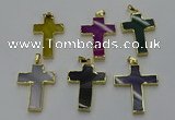 NGP6174 25*40mm - 30*40mm cross agate gemstone pendants