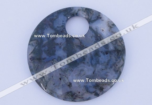 NGP618 5pcs 6*50mm moss agate gemstone donut pendants