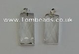 NGP6180 14*30mm - 15*38mm faceted rectangle white crystal pendants