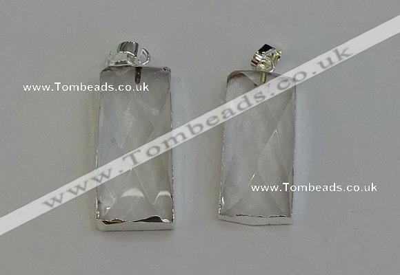 NGP6180 14*30mm - 15*38mm faceted rectangle white crystal pendants