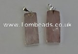 NGP6181 14*30mm - 15*38mm faceted rectangle rose quartz pendants