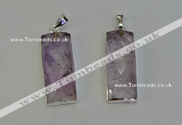 NGP6182 14*30mm - 15*38mm faceted rectangle light amethyst pendants