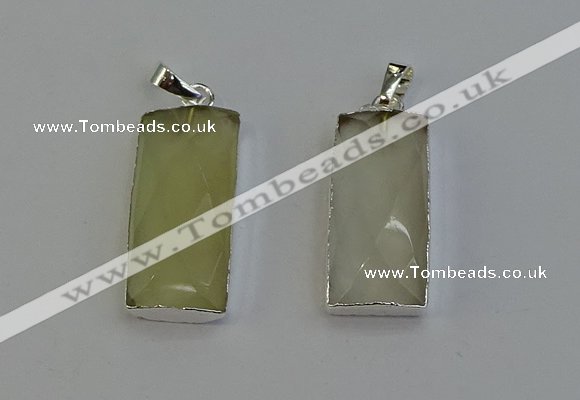 NGP6183 14*30mm - 15*38mm faceted rectangle lemon quartz pendants