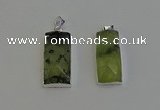 NGP6184 14*30mm - 15*38mm faceted rectangle green rutilated quartz pendants