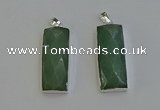 NGP6185 14*30mm - 15*38mm faceted rectangle green aventurine pendants