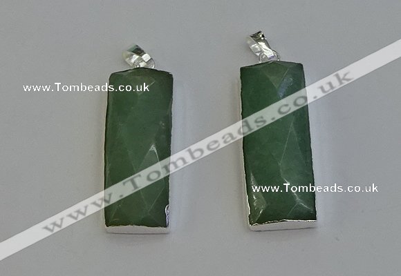 NGP6185 14*30mm - 15*38mm faceted rectangle green aventurine pendants