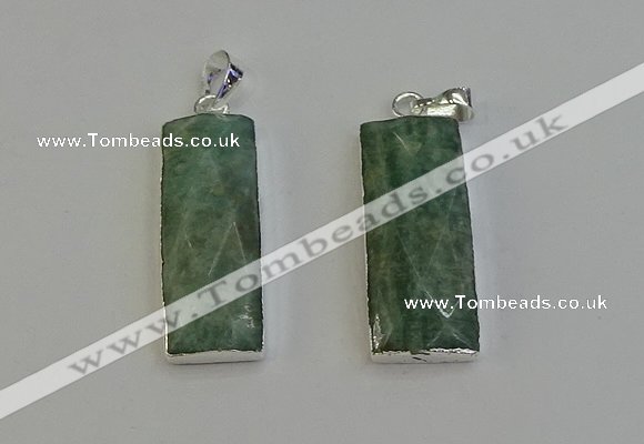 NGP6186 14*30mm - 15*38mm faceted rectangle amazonite pendants