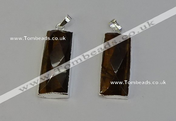 NGP6187 14*30mm - 15*38mm faceted rectangle yellow tiger eye pendants