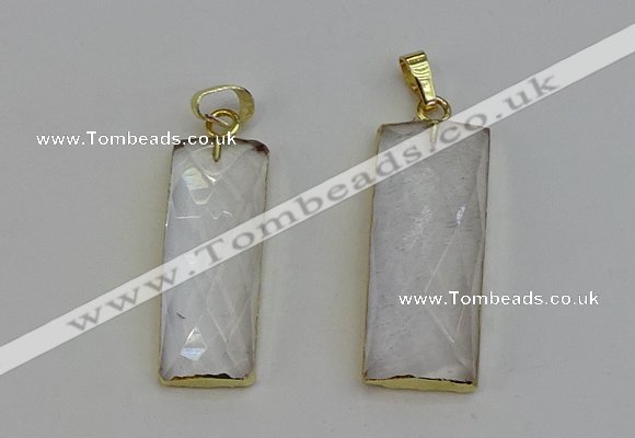 NGP6198 14*30mm - 15*38mm faceted rectangle white crystal pendants