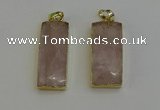 NGP6199 14*30mm - 15*38mm faceted rectangle rose quartz pendants