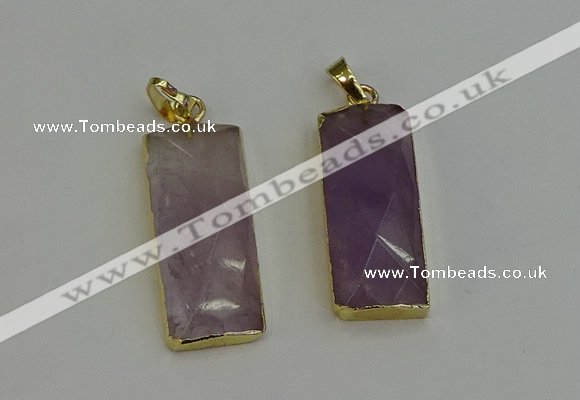 NGP6200 14*30mm - 15*38mm faceted rectangle amethyst pendants