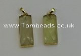 NGP6201 14*30mm - 15*38mm faceted rectangle lemon quartz pendants