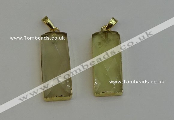 NGP6201 14*30mm - 15*38mm faceted rectangle lemon quartz pendants