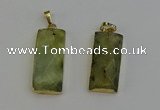 NGP6202 14*30mm - 15*38mm faceted rectangle green rutilated quartz pendants