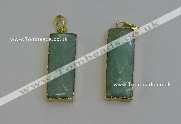 NGP6204 14*30mm - 15*38mm faceted rectangle amazonite pendants