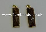 NGP6205 14*30mm - 15*38mm faceted rectangle yellow tiger eye pendants