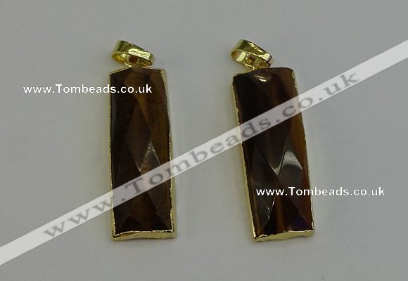 NGP6205 14*30mm - 15*38mm faceted rectangle yellow tiger eye pendants