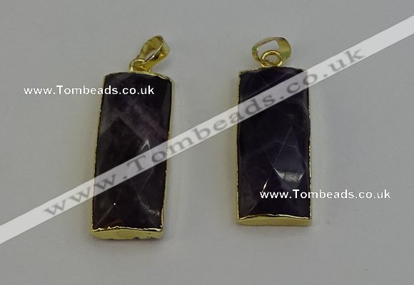 NGP6206 14*30mm - 15*38mm faceted rectangle amethyst pendants