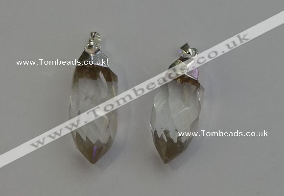 NGP6218 12*28mm - 15*30mm faceted bullet white crystal pendants