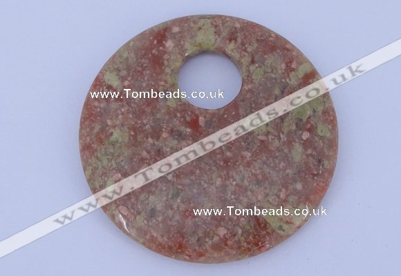 NGP622 5pcs 6*50mm Chinese unakite gemstone donut pendants