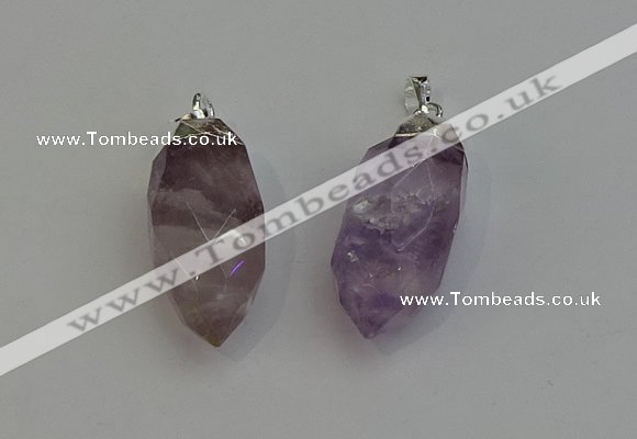 NGP6220 12*28mm - 15*30mm faceted bullet amethyst pendants