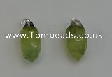 NGP6223 12*28mm - 15*30mm faceted bullet green rutilated quartz pendants