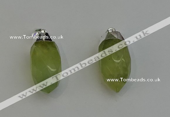 NGP6223 12*28mm - 15*30mm faceted bullet green rutilated quartz pendants