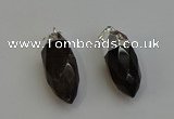 NGP6224 12*28mm - 15*30mm faceted bullet smoky quartz pendants