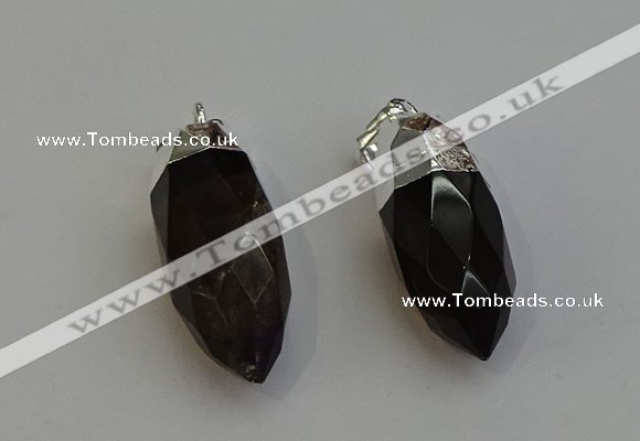 NGP6224 12*28mm - 15*30mm faceted bullet smoky quartz pendants